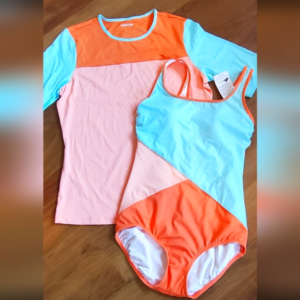 Lands End Small Bathing Suit and Rash Guard Both Brand New